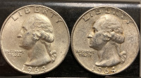 (2) 1964 90% SILVER QUARTERS— VERIFIED AUTHENTIC