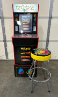 PAC-MAN ARCADE GAMING SYSTEM (POWERS ON WORKS GREAT) AND MATCHING STOOL