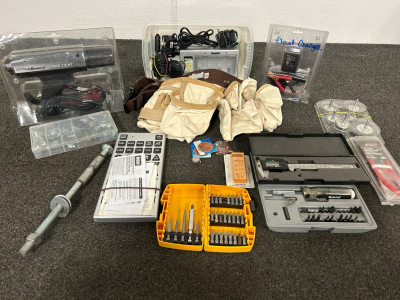 TIMING GUN, DRIVER BIT SETS, DRILL WIRE BRUSH HEADS, TOOL BELT AND MORE