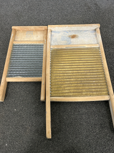 2 VINTAGE WASHBOARDS-SMALL ONE DESIGNED FOR SILKS, HOSIERY, LINGERIE AND HANKERCHIEFS