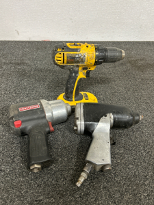 DEWALT CORDLESS DRILL AND (2) CRAFTSMAN PNEUMATIC IMPACT WRENCHES- NO BATTERY FOR DRILL