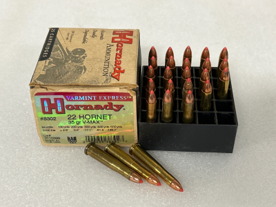 (25) RNDS OF HORNADY 22 HORNET 35 GR. V-MAX