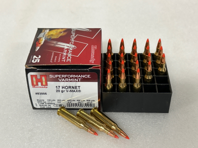 (25) RNDS OF HORNADY 17 HORNET 20 GR.