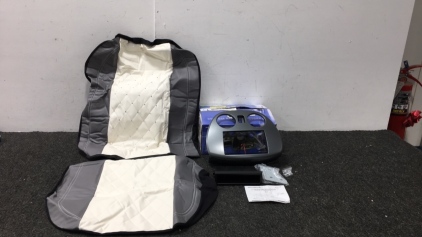 White/Grey Seat Cover and Mitsubishi Eclipse Factory Radio Cover