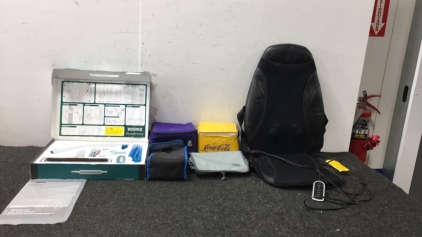 The Sharper Image Chair Massager, Lunch Boxes, and EcoVacs Vacuum Attachments