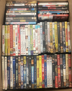 DVDS INCLUDING SLING BLADE, MANAGMENT, EXCESS BAGGAGE, LEAN ON ME, NIGHT AT THE MUSEUM, SKI TROOP ATTACK, GONE, EVITA AND MORE