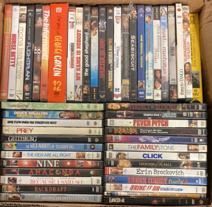 DVDS INCLUDING BRING IT ON, FEVER PITCH, BACKDRAFT, BECAUSE I SAID SO, PREY, GETTYSBURG, THE FAMILY STONE, ERIN BROCKOVICH AND MORE