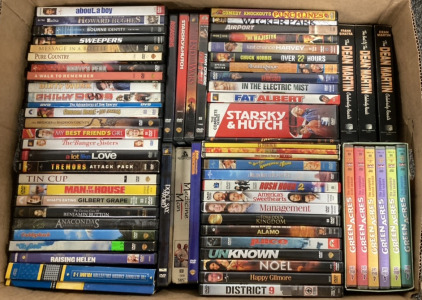 DVDS INCLUDING FAT ALBERT, DIRTY WORK, A LOT LIKE LOVE, THE FORBIDDEN KINGDOM, MAN IF THE HOUSE, ANACONDA TRAIL OF BLOOD AND MORE