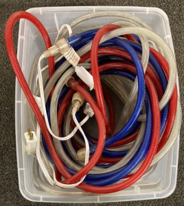 RED WHITE AND BLUE TUBE LIGHTS (TURNS ON)