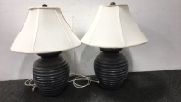 (2) Grey Pottery Like Lamps