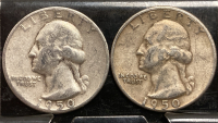 (2) 1950 90% SILVER QUARTERS— VERIFIED AUTHENTIC