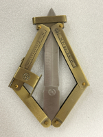 SCISSOR ACTION BRASS TONED PARATROOPER KNIFE WITH WWII GERMAN MARKINGS AND MK2 WWII PINEAPPLE STYLE HAND GRENADE (INERT) - 6