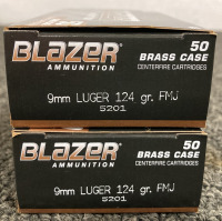 (100) RNDS. CCI BLAZER 9MM LUGER 124 GR. FMJ AMMO - 4