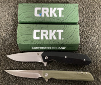 (2) CRKT EASY OPEN FOLDING POCKET KNIVES