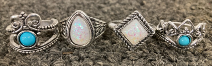 SIMULATED OPAL AND TURQUOISE FASHION RINGS