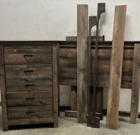 RUSTIC BED ROOM SET WITH BED FRAME (57 1/2”) AND DRESSER (55”x 34”)