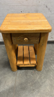 LOG SIDE TABLE W/ DRAWER (31”x 21”)