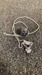 SKULL RING AND HARLEY MOTOR NECKLACE