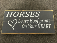 EQUESTRIAN BOOKS AND WOOD WALL SIGN “HORSES LEAVE HOOF PRINTS ON YOUR HEART” - 2