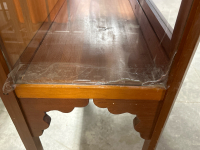 GLASS CABINET WITH WOOD FRAME-HAS SCRACK IN A SMALL AREA OF GLASS (61”x35”x15”) - 3