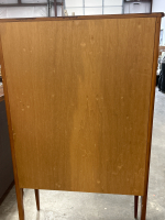 GLASS CABINET WITH WOOD FRAME-HAS SCRACK IN A SMALL AREA OF GLASS (61”x35”x15”) - 4