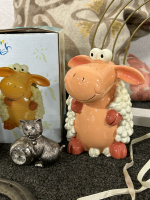 CERAMIC LAMB COIN BANK, ACCENT PILLOW, CERAMIC COW WIND CHIME AND MORE - 2