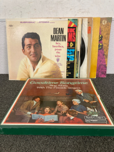 VINTAGE VINYL ALBUMS INCLUDING DEAN MARTIN, HANK WILLIAMS JR, GOOD TIME SONG TIME