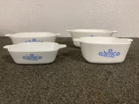 (3) FLORAL POTS WITH METAL HANDLES, (4) FLORAL SERVING DISHES - 5