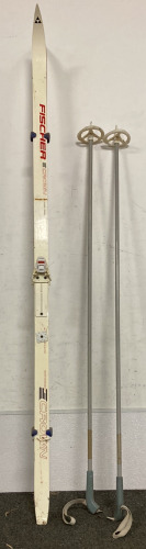 (1) PAIR OF FISHCER SKI’S WITH (1) PAIR OF OF SKI POLES