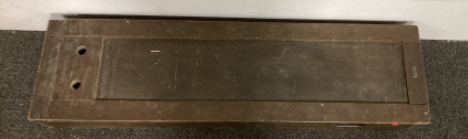 (1) VINTAGE WOOD CHEST WITH STORAGE SLOTS (45”X12”)