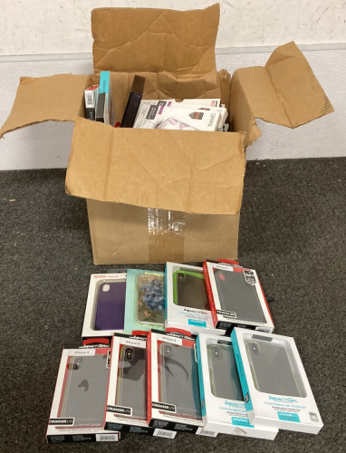 (1) BOX OF 30+ PHONE CASES