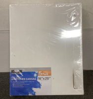 (1) 5 PACK OF STRETCHED CANVASES, (1) DECORATIVE WOOD CANVAS - 2