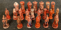 CERAMIC ORANGE AND WHITE CHESS PIECES - 3