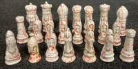 CERAMIC ORANGE AND WHITE CHESS PIECES - 4