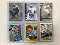 (6) COLLECTIBLE SPORTS CARDS: SANDERS, SMITH AND BRETT