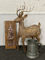 HOME DECOR INCLUDING: MUGS, BRASS TONED TRAYS, DEER AND BIRD DECOR, BOWLS AND MORE - 5