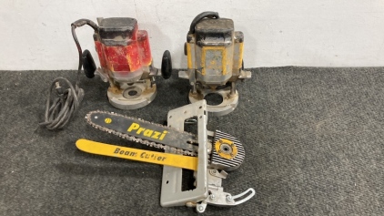 Prazi Beam Cutter, (2) Routers For Parts & More