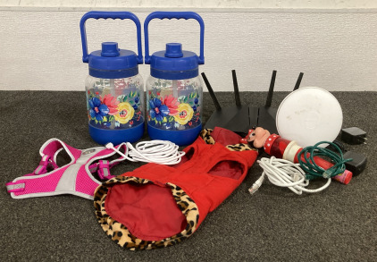 96OZ WATER JUGS, DOG COAT, ASUS ROUTER AND MORE