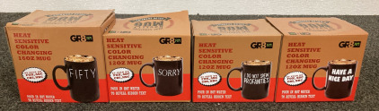 (4) HEAT SENSITIVE COLOR CHANGING NOVELTY MUGS