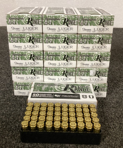 (800) RNDS. REMINGTON RANGE 9MM LUGER 115 GR. FMJ AMMO