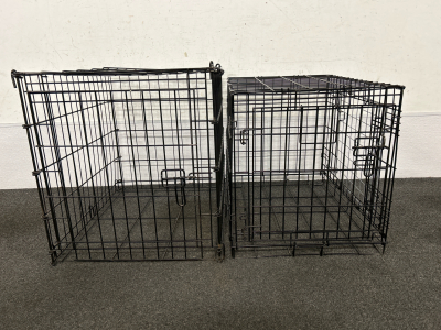 2 SMALL COLLAPSIBLE PET CRATES 17x19x24 AND 19x21x24