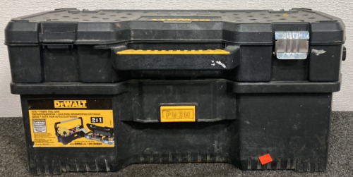 DEWALT 2 TIER YELLOW AND BLACK TOOL BOX 21” INCLUDING SOCKETS, WASHERS AND TORQUE RATCHET