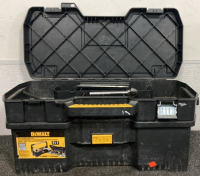 DEWALT 2 TIER YELLOW AND BLACK TOOL BOX 21” INCLUDING SOCKETS, WASHERS AND TORQUE RATCHET - 2