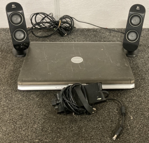 DELL WINDOWS VISTA HOME PREMIUM OEMACT LAPTOP (TURNS ON) WITH CHARGER, (2) LOGITECH STAND SPEAKERS