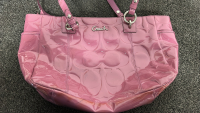 5 PURSES AND 2 WALLETS-MAUVE PURSE IS COACH, COUPLE PURSES ARE LEATHER - 4