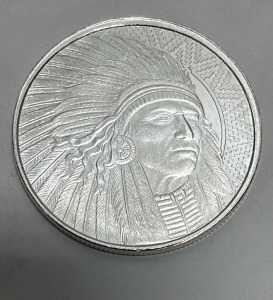One Troy Ounce .999 Fine Silver Buffalo Warrior Round