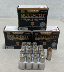 (3) Boxes Of 20 Speer Gold-Dot 45 Auto 230gr. Pistol Cartridges