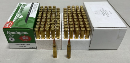 (2) Boxes Of 50 223 55gr. Rifle Cartridges Name Brand Remington And Sheepdog
