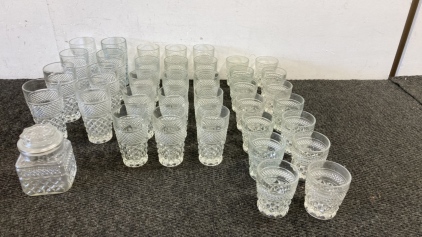 (37) Vintage Drinking Glasses & (1) Vintage Glass Jar