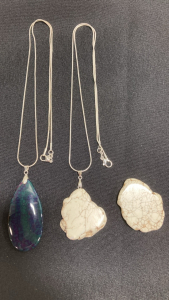 87.25ct Dragon Veins Agate .925 Necklace, 82.90ct White Buffalo Turquoise .925 Necklace, 97ct White Buffalo Turquoise Freeform Slice Cabochon